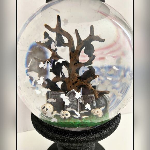 HALLOWEEN CEMETERY PEDESTAL WATER GLOBE CANDLE HOLDER by Bath and Body Works - Picture 3 of 6